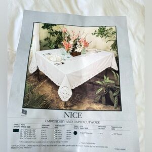 Keeco Nice | White 68 X 86” Battenburg Lace Oblong Tablecloth & Napkin Set | VTG